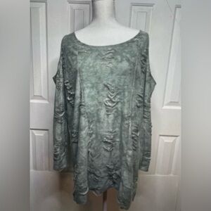 Stylish Distressed Olive Green distressed Sweatshirt by Easel